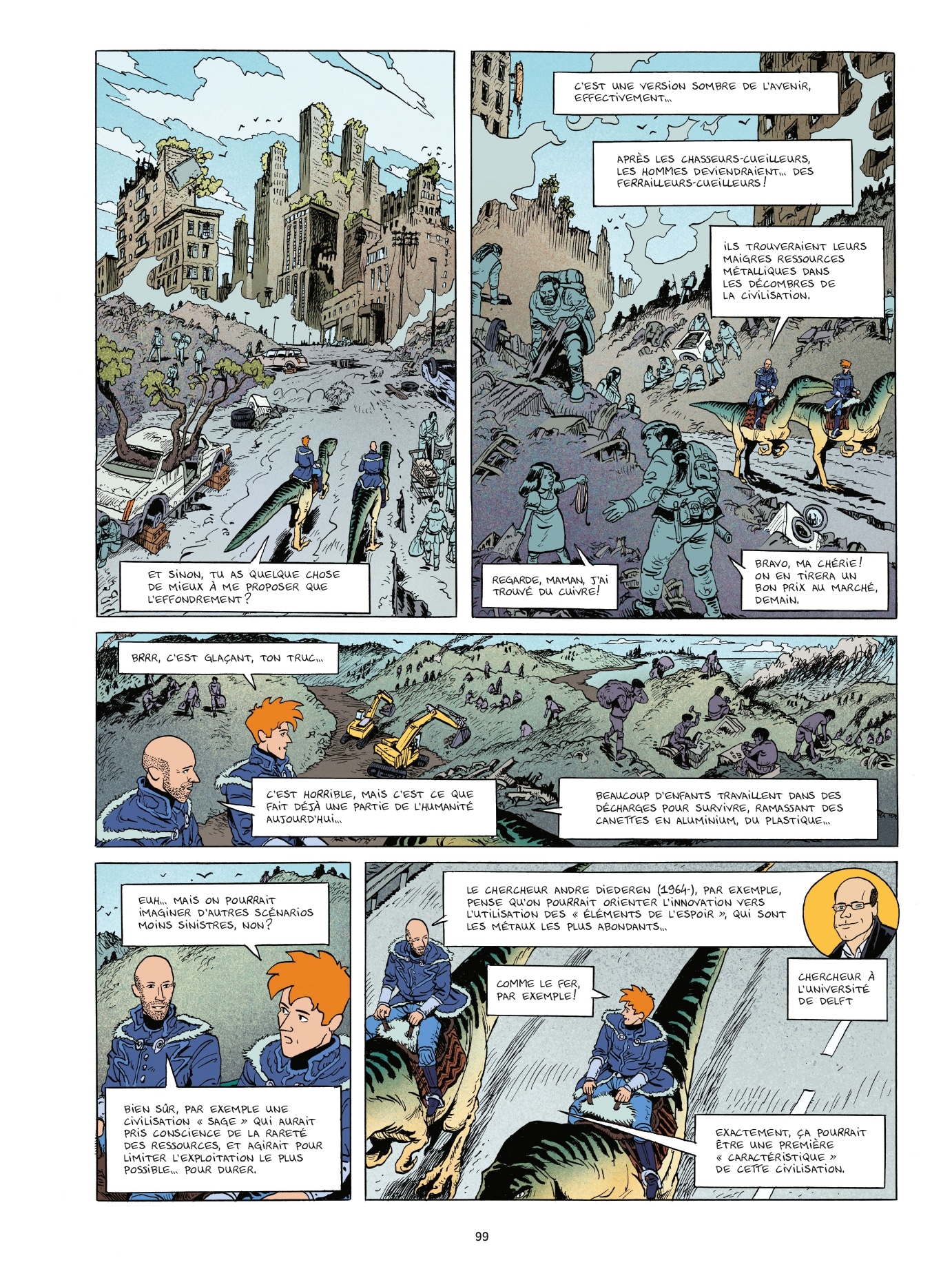 Planche BD : dans le futur, des "ferrailleurs cueilleurs" cherchent des ressources